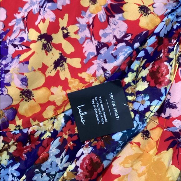 NWT Lulu's Multicolor Asymmetrical Floral Dress XL - Picture 6 of 8